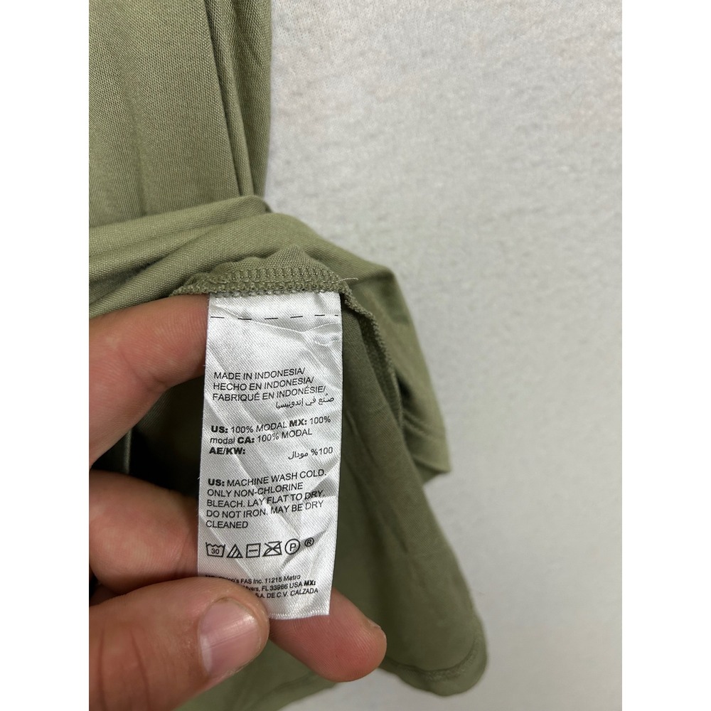 Minimalist Chicos Womens XL 3 Olive Green 100% Modal V-Neck Short Sleeve Top - Picture 7 of 10